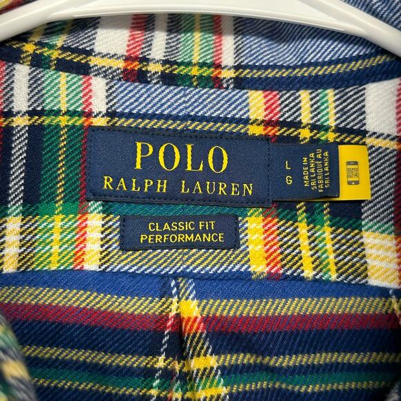 Polo Ralph Lauren Performance Flannel Shirt Men's Large Long Sleeve Button Down - Picture 5 of 10